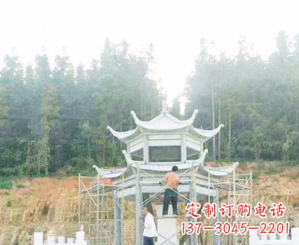 宁德园林仿古双层石凉亭景观石雕 (2)