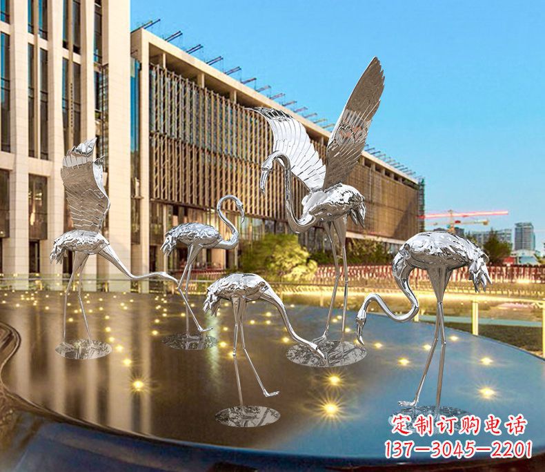 宁德园林火烈鸟不锈钢雕塑
