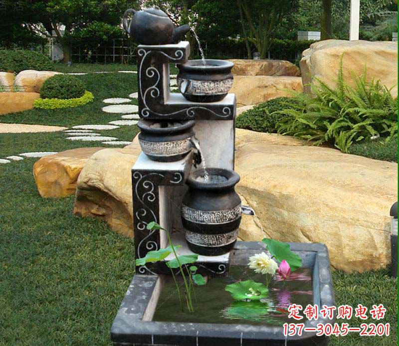 宁德园林景观茶壶流水池石雕
