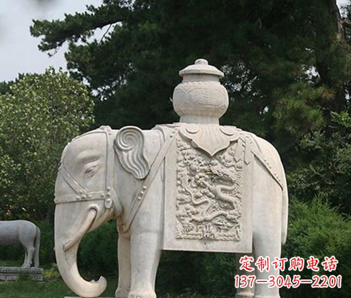 宁德园林景观驮宝大象石雕