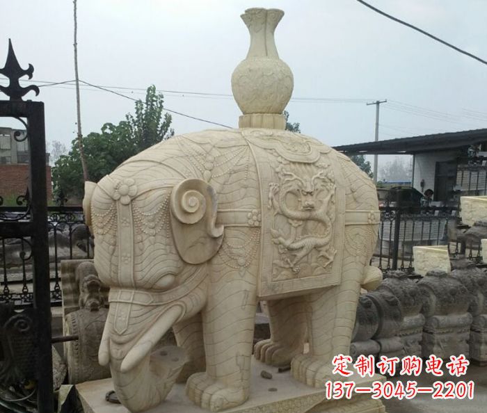 宁德园林景观驮瓶大象石雕