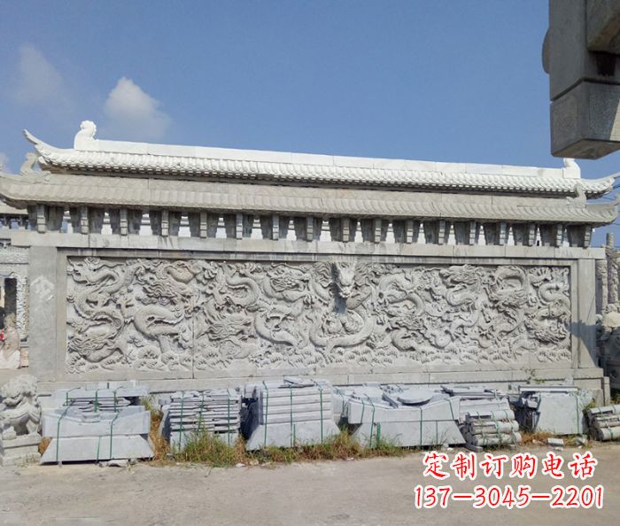 宁德园林九龙壁石雕影壁 (3)