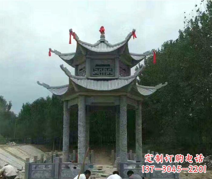 宁德园林双层凉亭石雕 (3)