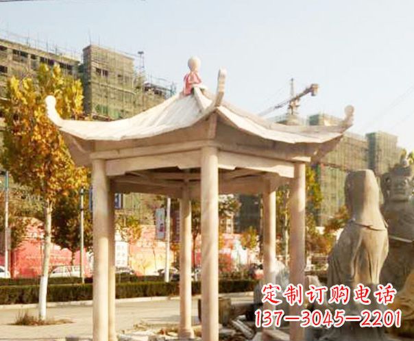 宁德园林晚霞红单层凉亭景观石雕
