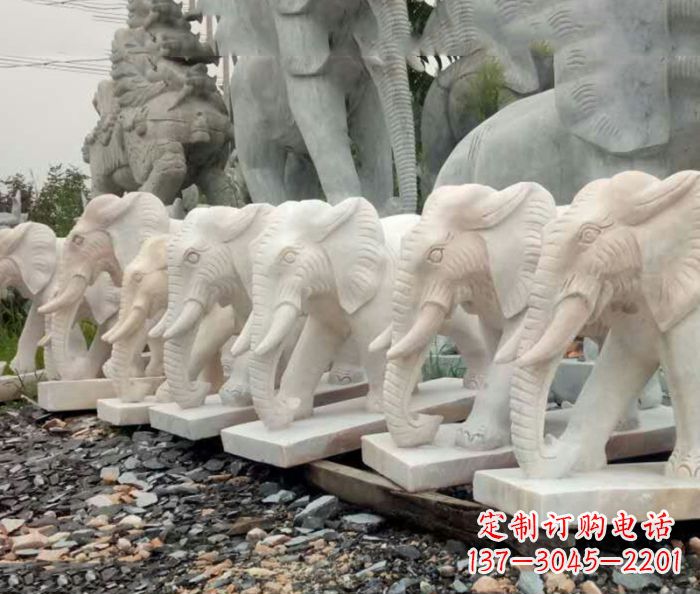 宁德招财晚霞红大象石雕 (3)