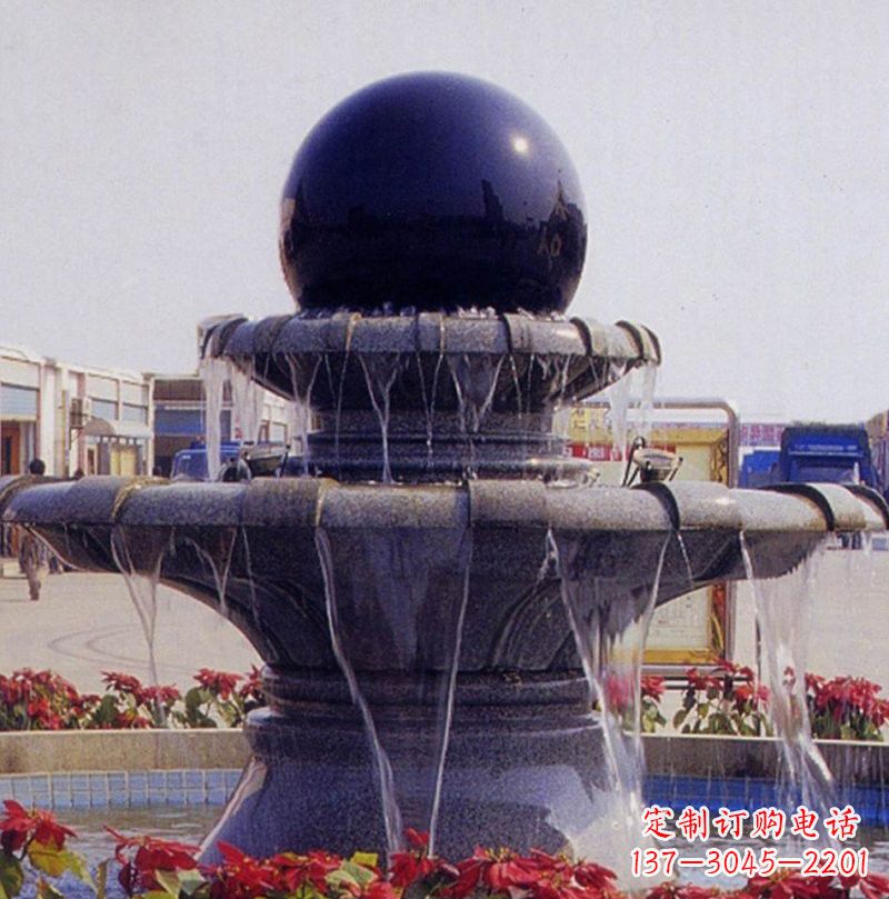 宁德中国黑双层风水球喷泉石雕