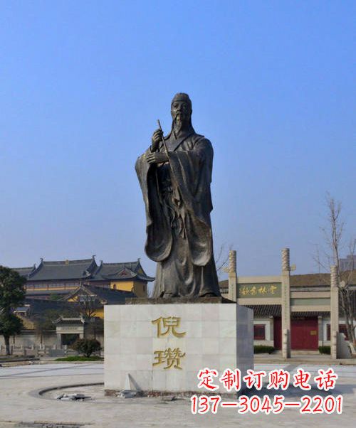 宁德中国历史名人元末明初画家诗人倪瓒铜雕塑像