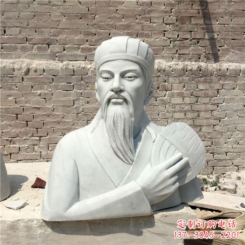 宁德诸葛亮汉白玉石雕胸像-三国著名人物雕塑