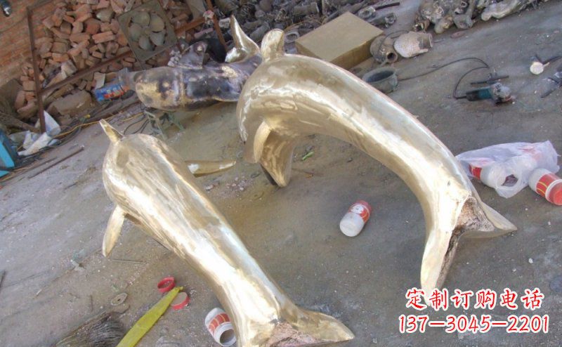宁德铸铜海豚公园动物铜雕