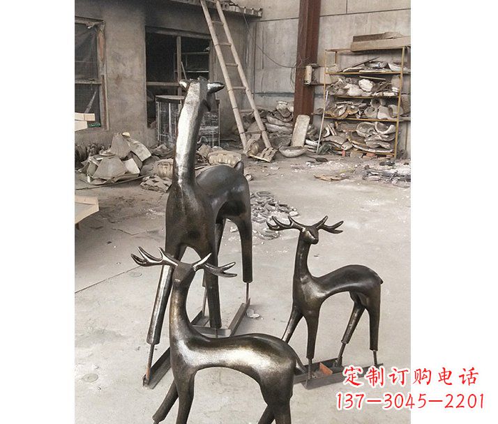 宁德铸铜梅花鹿动物铜雕摆件