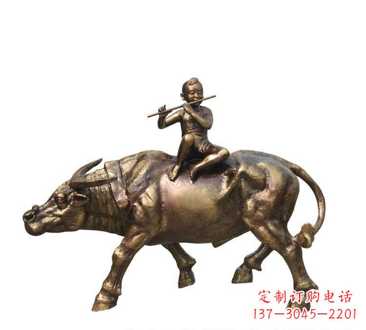 宁德铸铜牧童牛雕塑