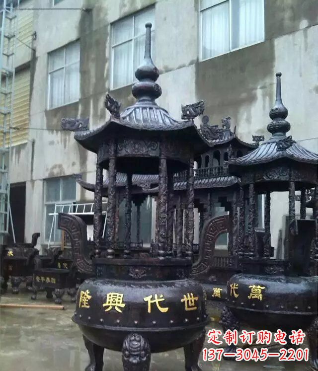 宁德铸铜寺庙香炉铜雕 (3)