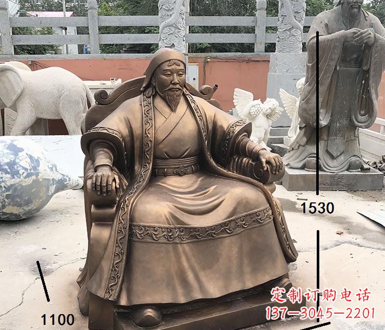 宁德坐式成吉思汗铜雕 (2)